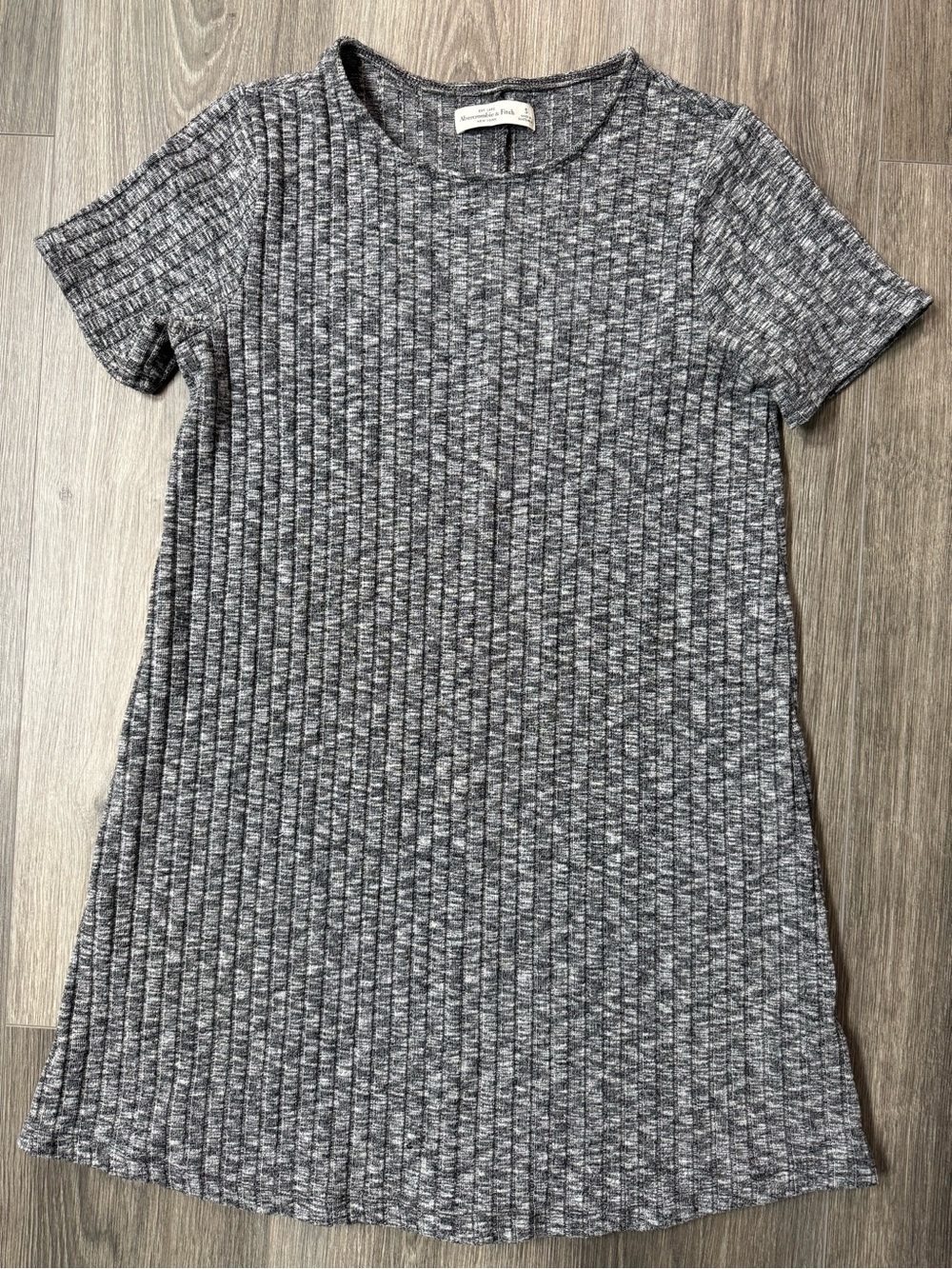 Abercrombie & Fitch Small Gray Ribbed Knit T-Shirt Dress Short Sleeve Cozy Y2K